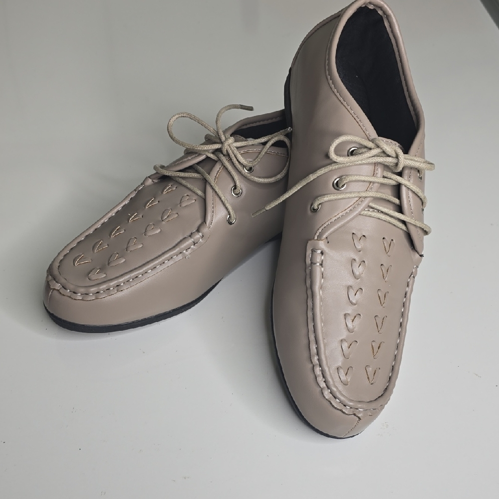 Women's Angel Steps Dasher Lace -Up Shoes 8 Taupe - Picture 2 of 13